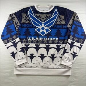 Game Gear US Air Force Sweatshirt Mens LG Ugly Holiday Fleece Jersey Made USA